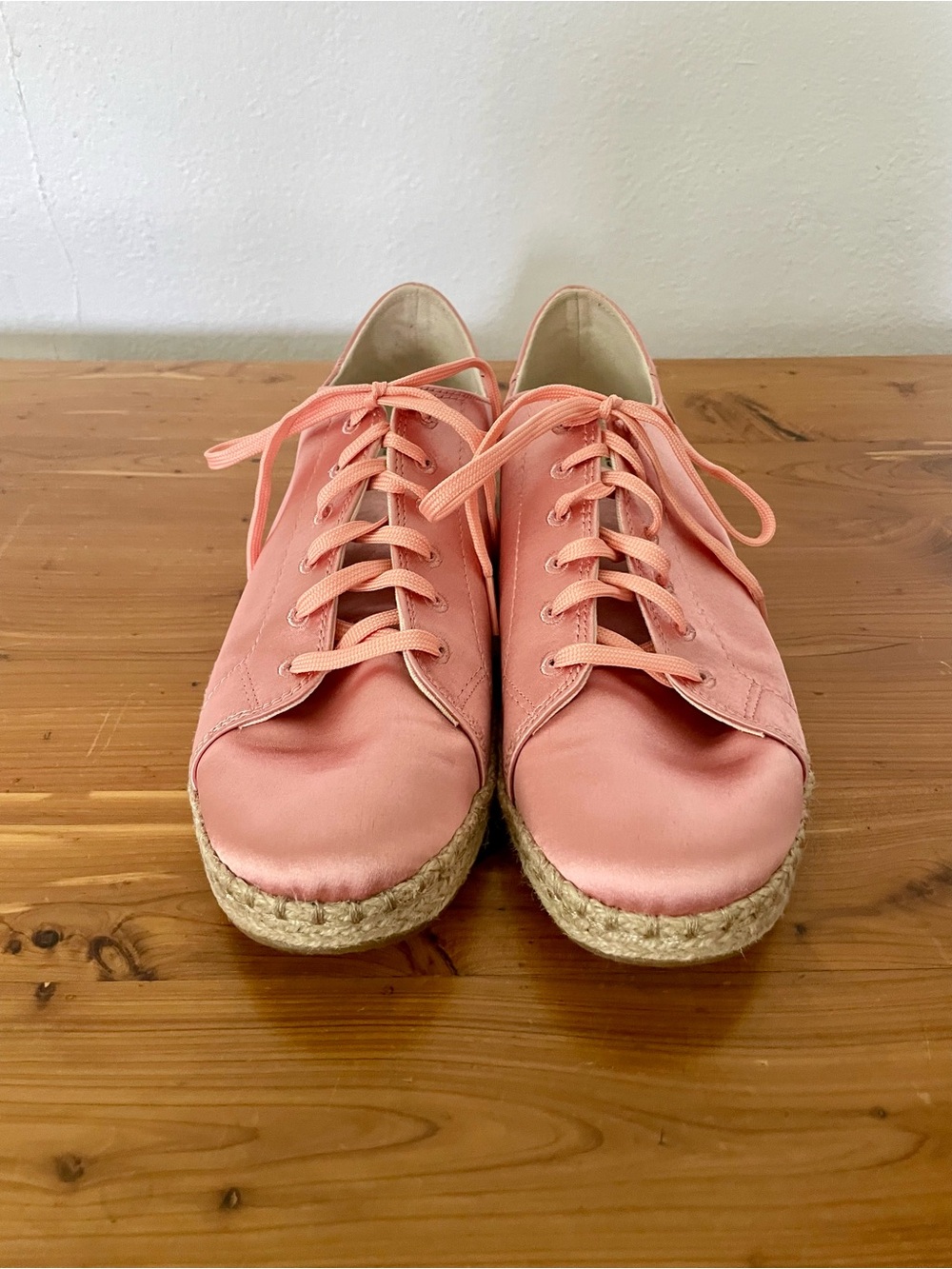 TOM’S Pink Espadrille Lace-Up Sneakers